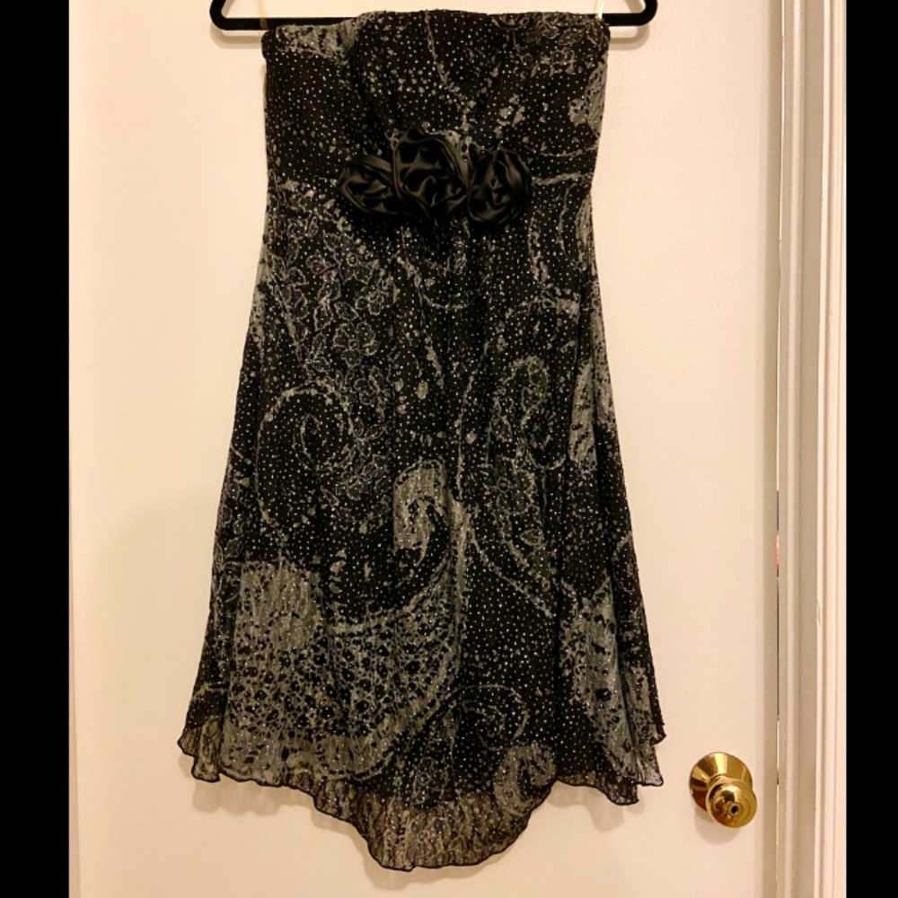 Black Glittery Sparkly Strapless Dress